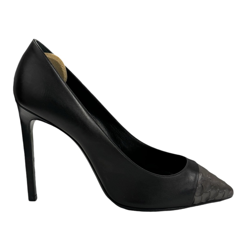 Saint Laurent Paris Janis Python Cap Pointy Pump … - image 1